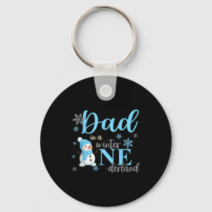 Dad In A Winter Onederland Birthday Boy Girl Cute  Keychain