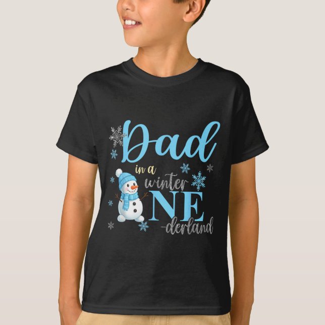 Dad In A Winter Onederland Birthday Boy Girl Cute  T-Shirt (Front)