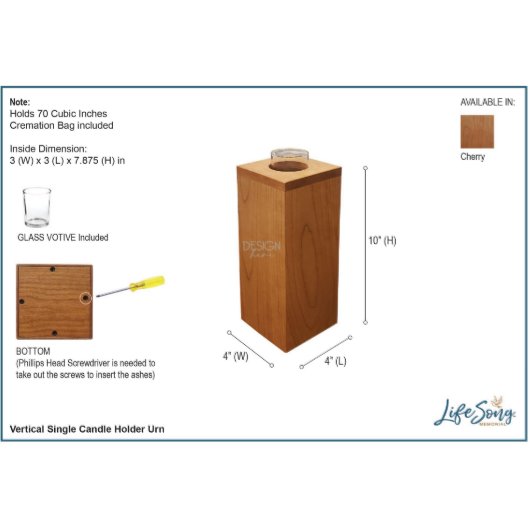 Dad In Loving Memory Votive Candle Holder and Urn (Dimensions)