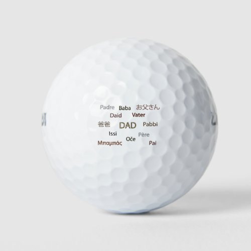 Dad in Many Languages Text  Golf Balls