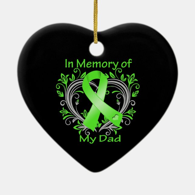 Dad - In Memory Lymphoma Heart Ceramic Ornament (Back)