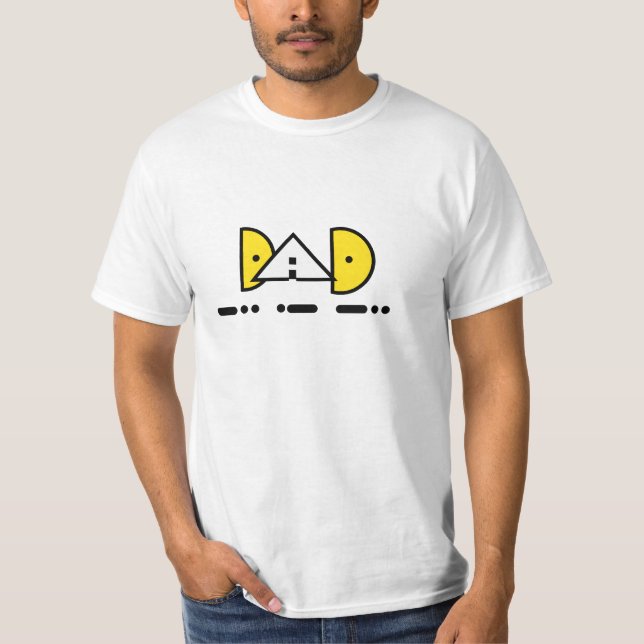 Dad in Morse Code & Geometic Text T-Shirt (Front)