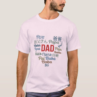 Dad in Multiple Language Heart Shaped Typography T-Shirt