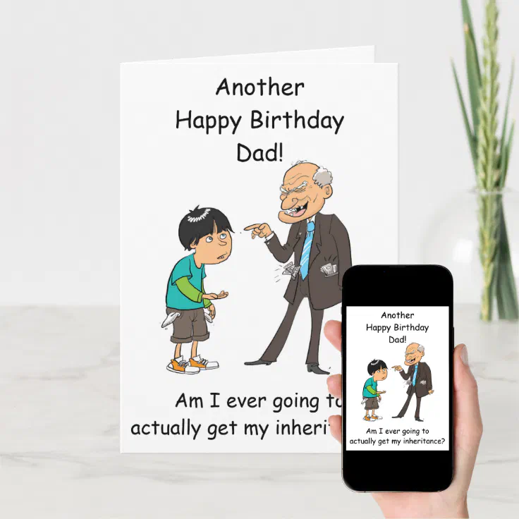 Dad inheritance birthday card from son funny | Zazzle