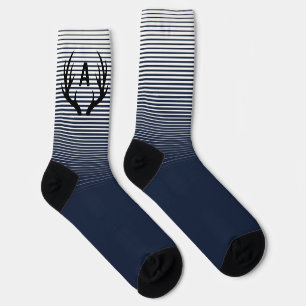 Dad Initial Socks Deer Antlers Crew Socks