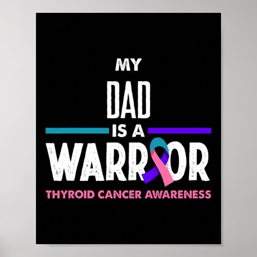 Dad Is A Warrior Thyroid Cancer Awareness  Poster