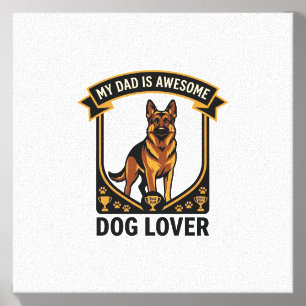 Dad Is Awesome Dog Lover German Shepherd Paws_1 Canvas Photo Tile