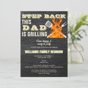 Dad is Grilling Backyard BBQ Annual Family Reunion Invitation