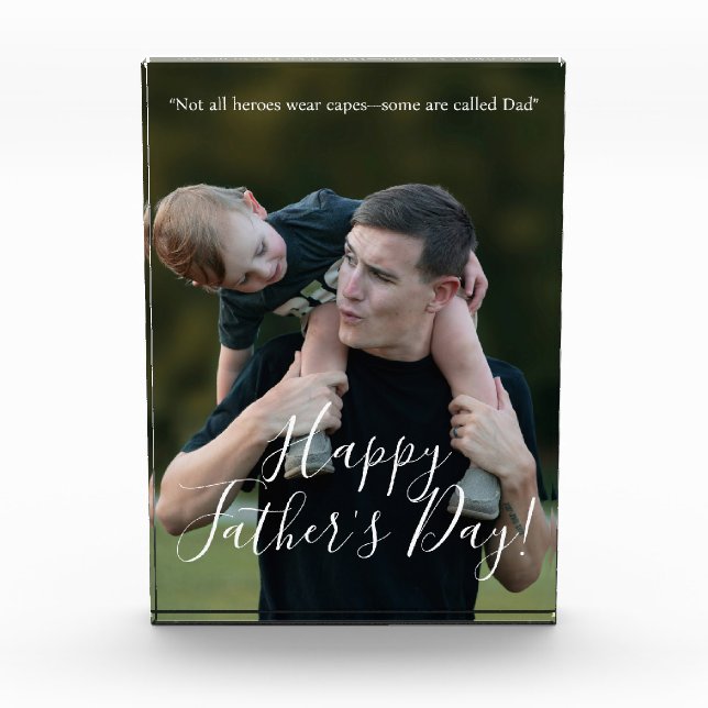 Dad Is My Hero Personalized Photo Display Block (Front)