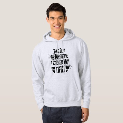 Dad Is My Hero With Fighter Jet Picture _ Black Hoodie