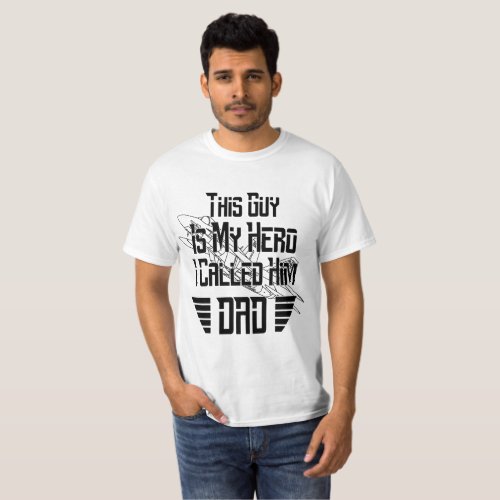 Dad Is My Hero With Fighter Jet Picture _ Black T_Shirt