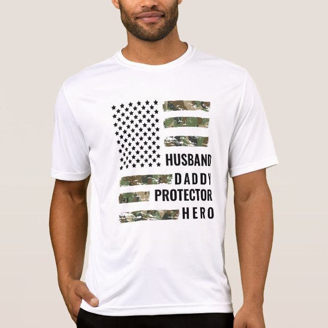 Dad is my protector Black ( Father's Day Gift T-Shirt (Front)