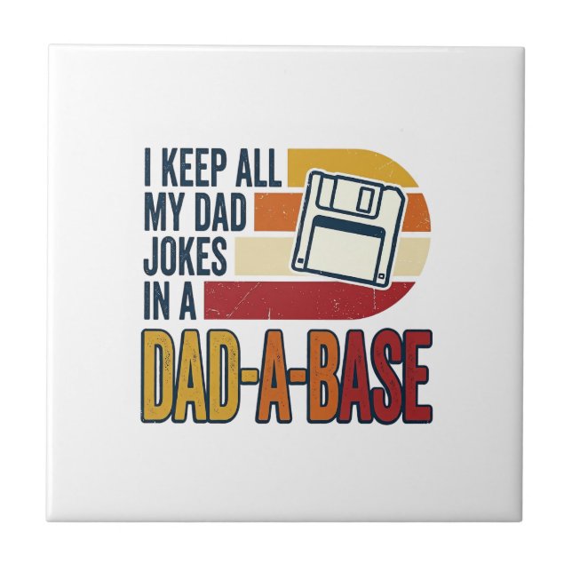 Dad Joke Dad-A-Base Retro Funny Father Vector Desi Ceramic Tile (Front)