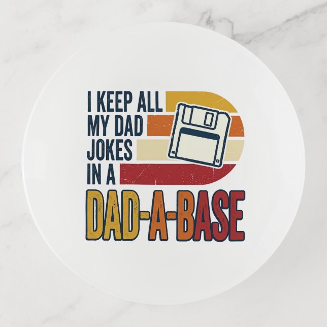 Dad Joke Dad-A-Base Retro Funny Father Vector Desi Trinket Tray (Front)