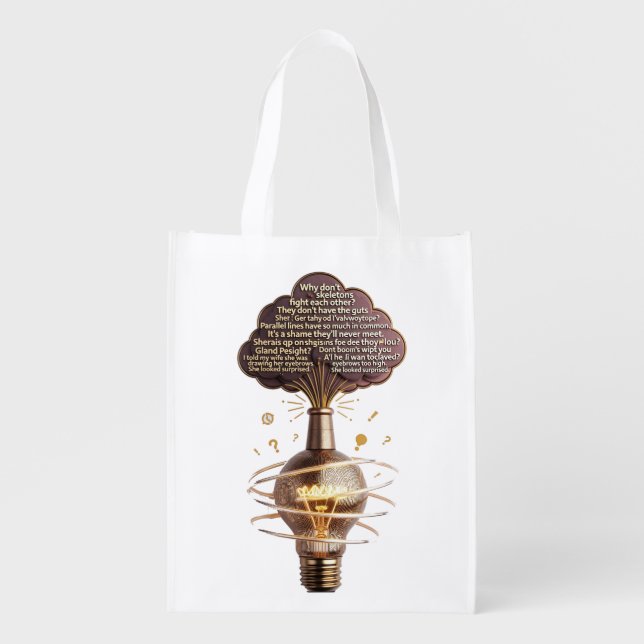 Dad Joke Generator T Shirt, Funny Dad Gift Grocery Bag (Front)