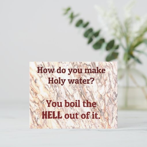 Dad Joke How do you make holy water? Postcard Zazzle