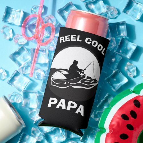 Dad joke reel cool papa fishing fathers day seltzer can cooler