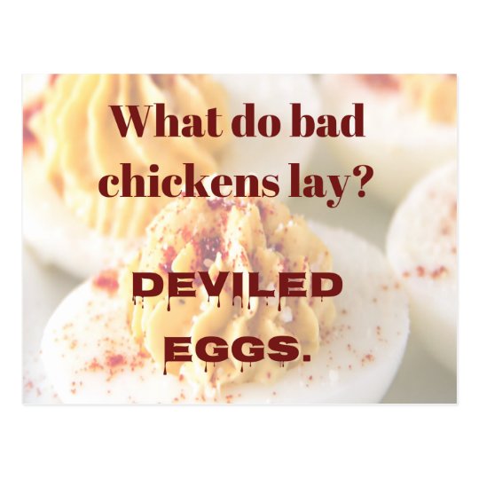 Dad Joke: What do bad chickens lay? Postcard | Zazzle.com