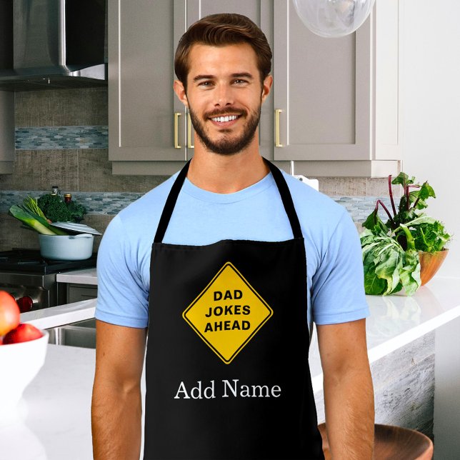 Dad Jokes Ahead Custom Name Text Personalized Apron (Creator Uploaded)