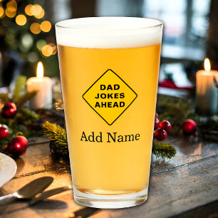 Dad Jokes Ahead Custom Name Text Personalized Glass