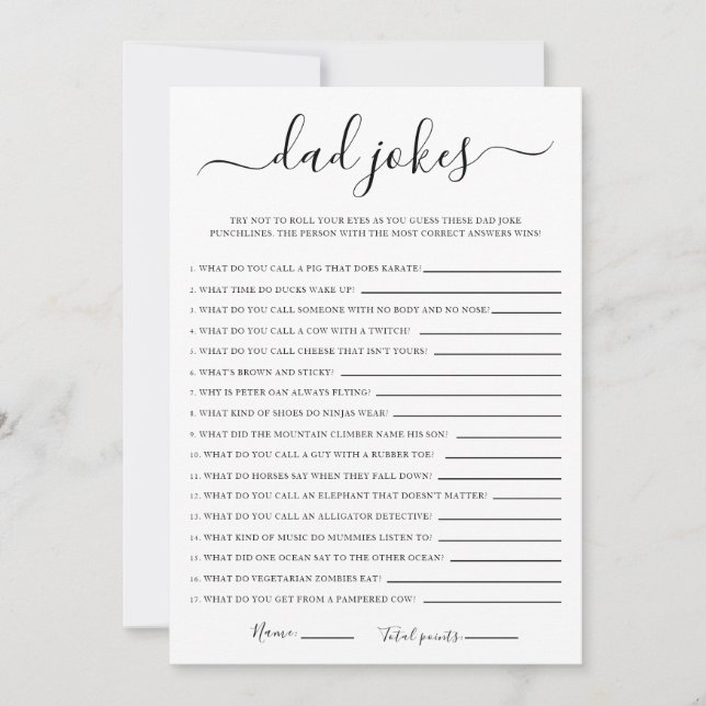 Dad Jokes Baby Shower Game  Invitation (Front)