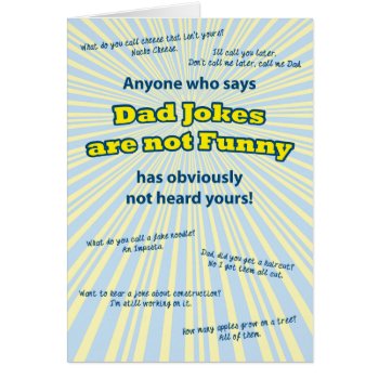 Dad Jokes Birthday Or Fathers Day Card by aaronsgraphics at Zazzle