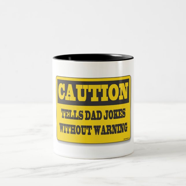 Dad Jokes caution-sign Two-Tone Coffee Mug (Center)
