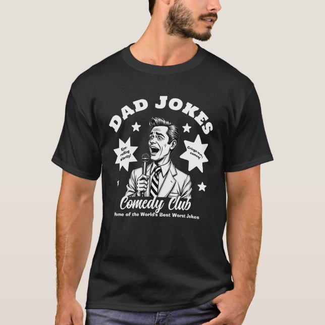 Dad Jokes Comedy Club Retro Comedian T-Shirt (Front)