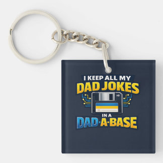Dad Jokes In A Dad-A-Base Funny Dad Keychain Gift