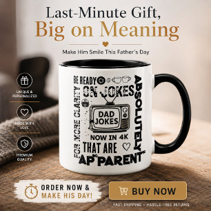 Dad Jokes Now in 4K Retro TV Funny Father’s Day Mug