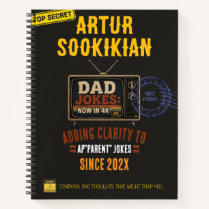 Dad Jokes Now in 4K Retro TV Funny Father’s Day Notebook