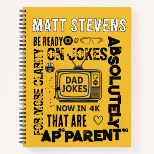 Dad Jokes Now in 4K Retro TV Funny Father’s Day Notebook