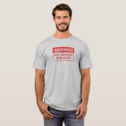 Dad Jokes Warning Label Distressed T_Shirt