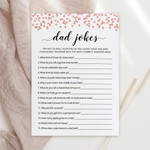 Dad Jokes with Answers Baby Shower game Card