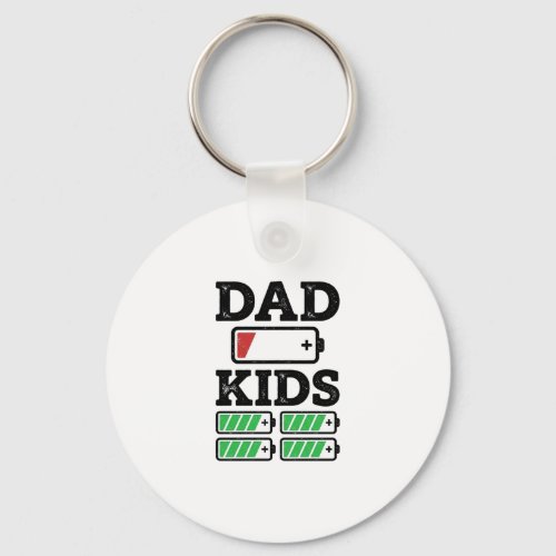 Dad Kids Battery Funny Vintage Vector Shirt Design Keychain