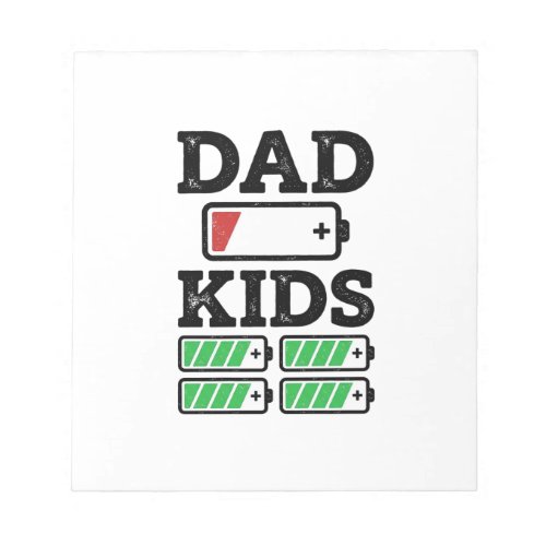 Dad Kids Battery Funny Vintage Vector Shirt Design Notepad