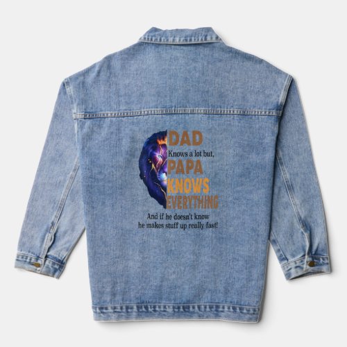 Dad Knows A Lot But Papa Knows Everything Lion Kin Denim Jacket