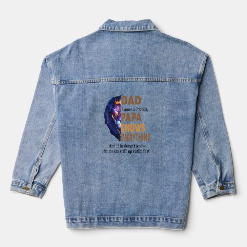 Dad Knows A Lot But Papa Knows Everything Lion Kin Denim Jacket