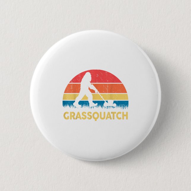 Dad Lawn Mowing Grquatch Bigfoot Mower Gift Funny  Button (Front)