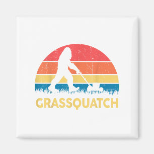 Dad Lawn Mowing Grquatch Bigfoot Mower Gift Funny Magnet