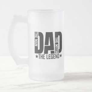 Dad Legend Man Frosted Glass Beer Mug