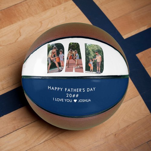 DAD Letter Cutout Photo Collage Custom Blue White Basketball