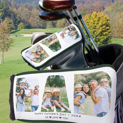 DAD Letter Cutout Photo Collage Custom Text Golf Head Cover