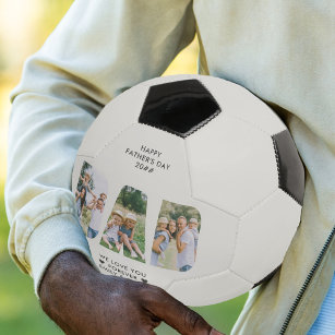 DAD Letter Cutout Photo Collage Custom Text Soccer Ball