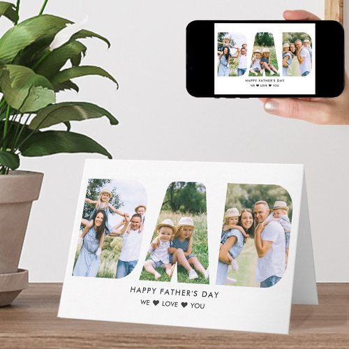 DAD Letter Cutout Photo Collage Fathers Day Card