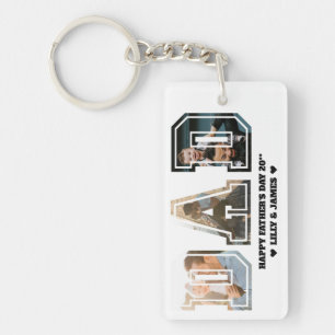 DAD Letter Cutout Photo Collage Father's Day Keychain