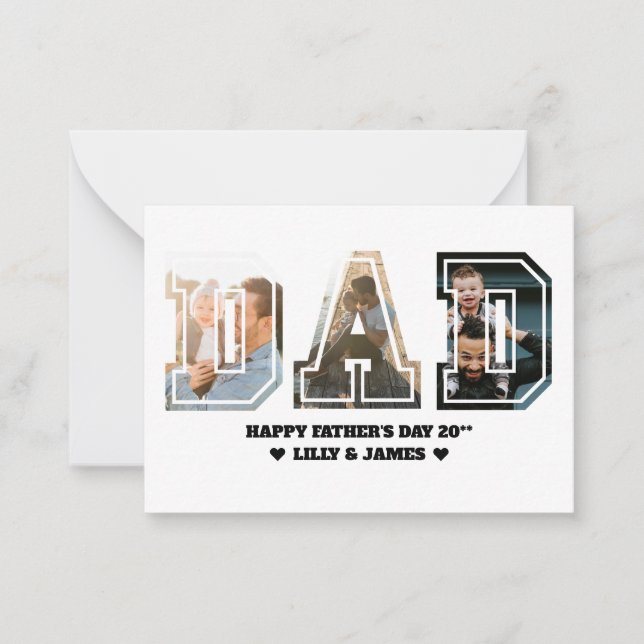 DAD Letter Cutout Photo Collage Father's Day Note Card (Front)