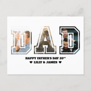 DAD Letter Cutout Photo Collage Father's Day Postcard