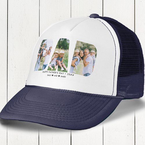 DAD Letter Cutout Photo Collage Fathers Day Trucker Hat