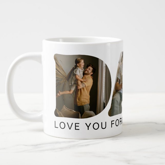 DAD Letter Photo Collage Giant Coffee Mug (Left)
